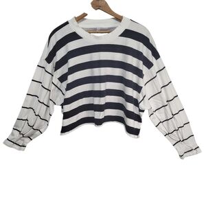 FP Movement Long Sleeve Cropped Top Women's Size M Black And White Athleisure